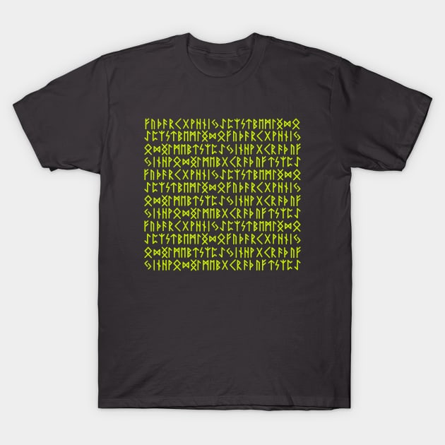 Green nordic runes pattern T-Shirt by Drumsartco